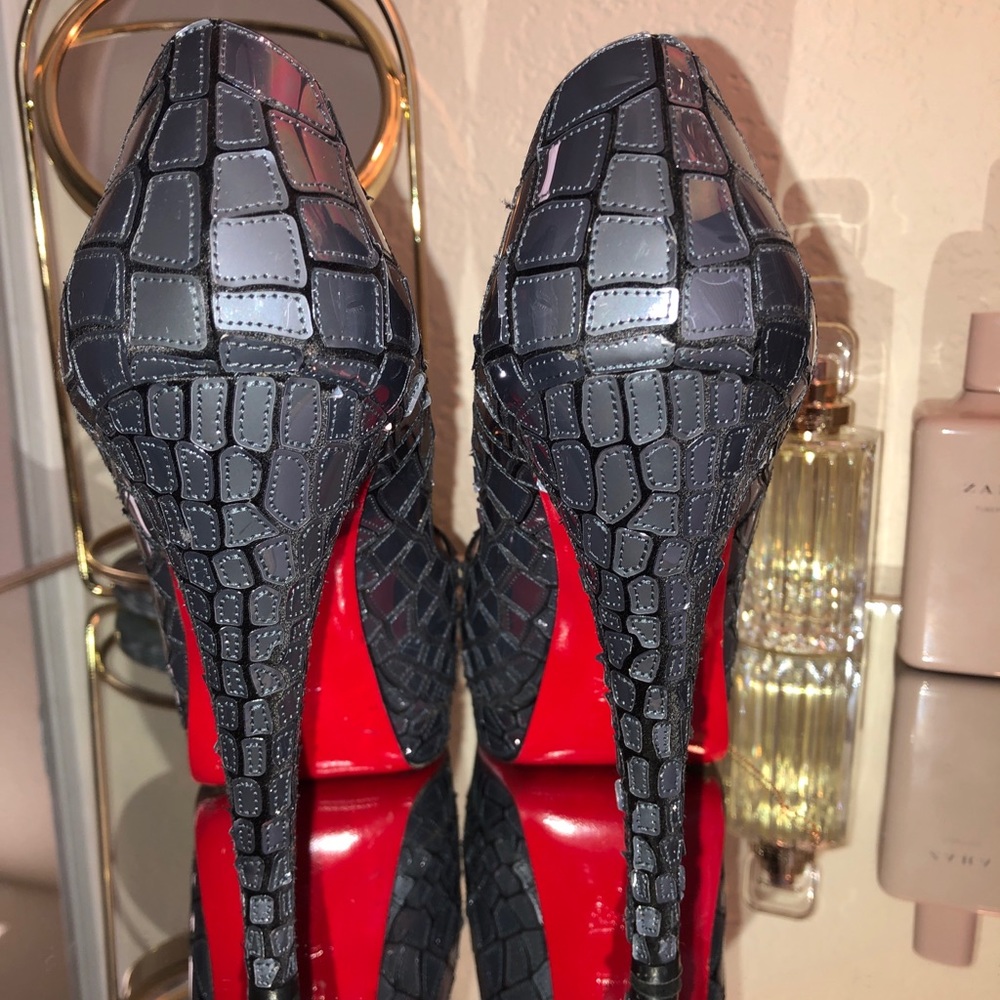 Christian Louboutin’s ‘Sobek’ grey Peep Toe